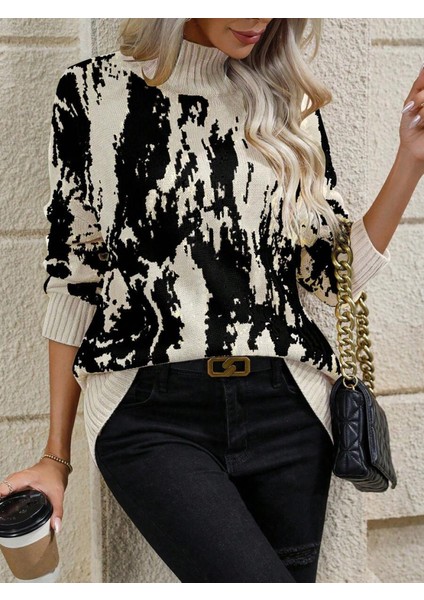 Kadın Uzun Kollu Balıkçı Yaka Çok Renkli Triko Bluz fırsatları