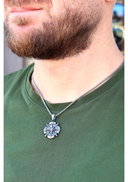 Pusula Model 925 Ayar Gümüş Erkek Zincir Kolye 201024456 fiyatları