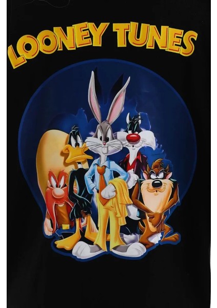 Ipeksi Unisex Baskılı Oversize T-Shirt - Siyah