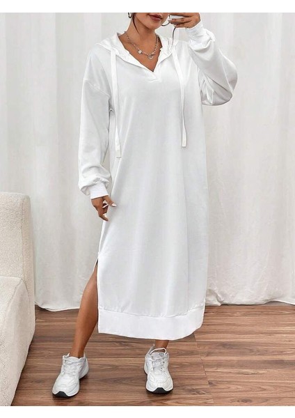 Ipeksi Kadın Uzun Kollu Kapüşonlu Yakası Açık Modal Elbise fırsatları