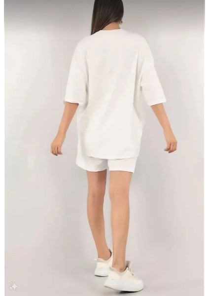 Ipeksi Unisex Nakış Işlemeli Şort Takım - Beyaz fırsatları