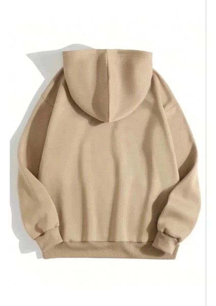 Ipeksi 3 Iplik Pamuklu Unisex Kapşonlu Sweetshirt - Bej fiyatları
