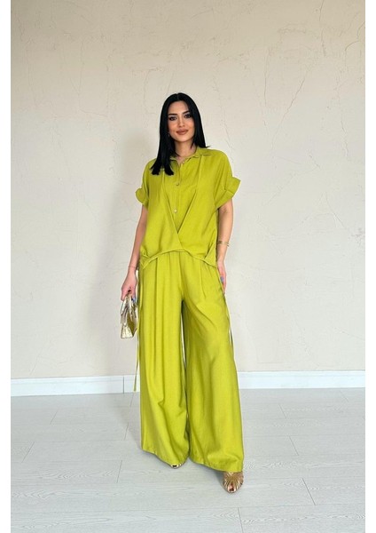 Ipeksi Yağ Yeşili Önü Pileli Ikili Keten Takım fiyatları