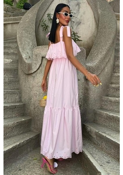 Ipeksi Etek Ucu Brode Nakışlı Boyundan Bağlamalı Elbise 2881 fiyatları