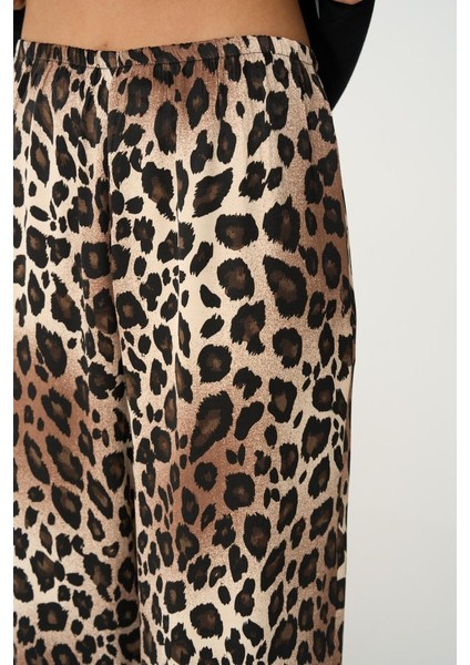 Ipeksi Lastikli Pantolon - Leopar