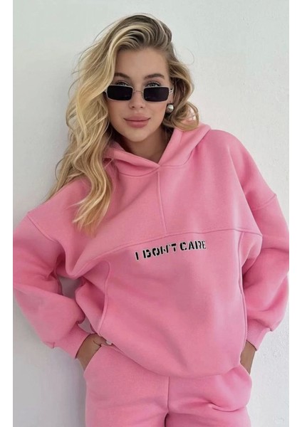 Ipeksi Nakış Işlemeli Üç Iplik Sweat Takım- Pembe