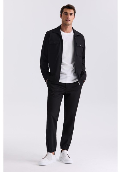 Siyah Slim Fit Sivri Yaka Erkek Takım Elbise10