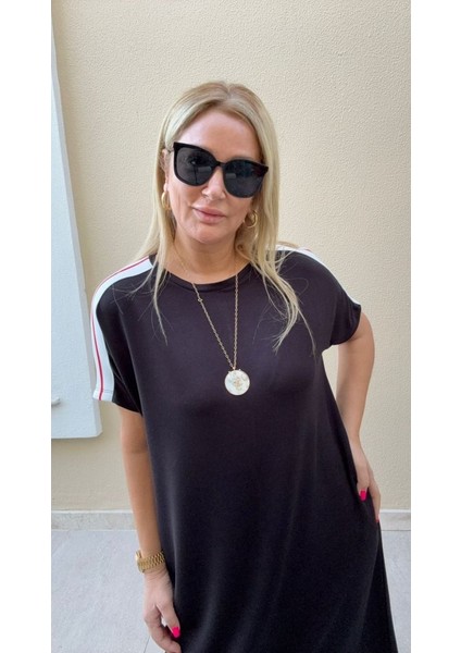 Ipeksi Kadın Kısa Kollu Şerit Detay Midi Boy Elbise fiyatları