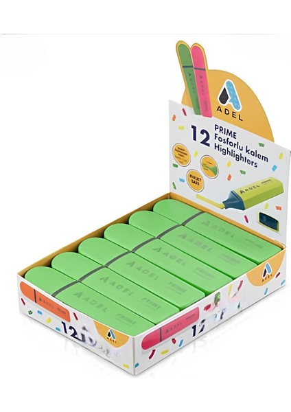 Prime Fosforlu Kalem, Yeşil 12 Li Paket