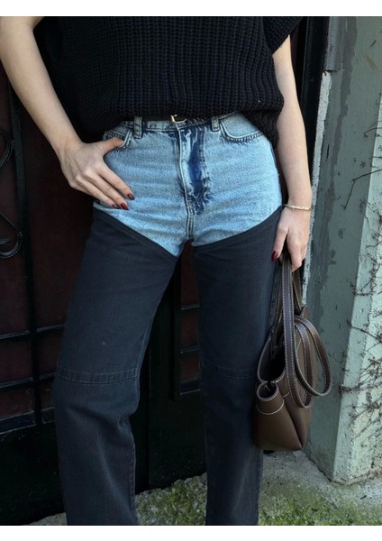 Ipeksi Jeans Kot Parçalı Palazzo Pantolon - Siyah fiyatları