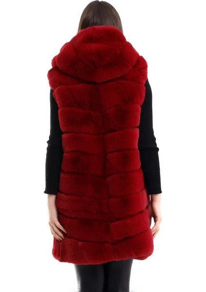 Ipeksi Reks Kapüşonlu Yelek - Kırmızı