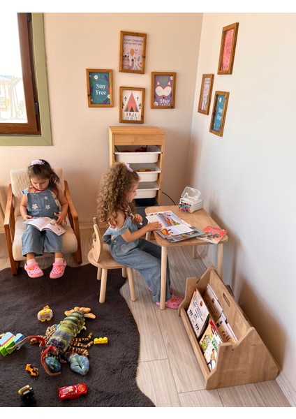 Montessori Aktivite ve Çalışma Masası Deer ve 2 Sandalye Set Deer Kahverengi modelleri