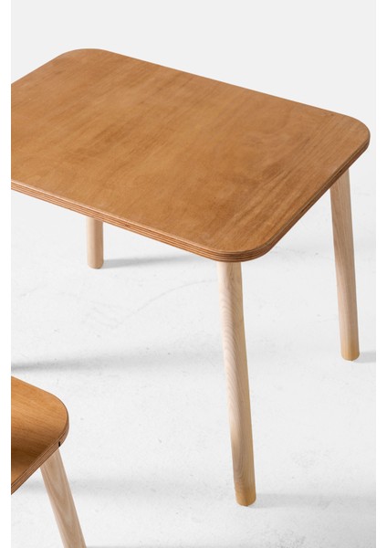 Montessori Aktivite ve Çalışma Masası Deer ve 2 Sandalye Set Deer Kahverengi