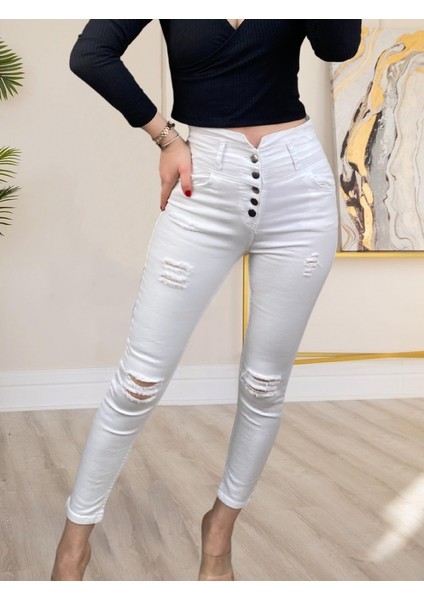 Ipeksi 5 Düğmeli V Detay Bel Yırtık Kot fiyatları