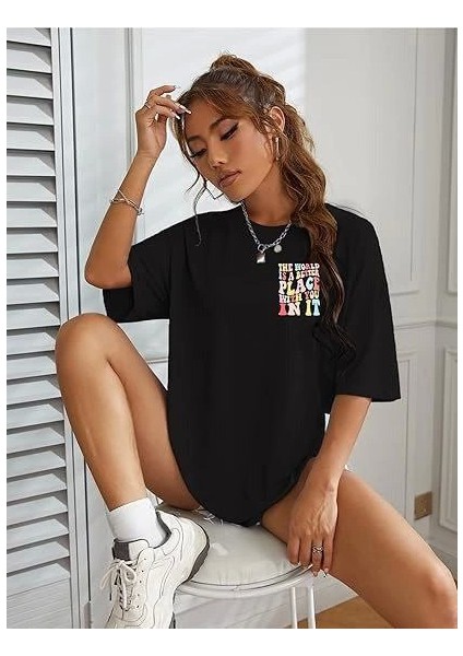 Ipeksi Bisiklet Yaka Baskılı T-Shirt - Siyah indirimleri