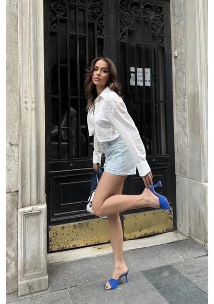 Ipeksi Kristen Sırt Dekolte Crop Gömlek 3253-08