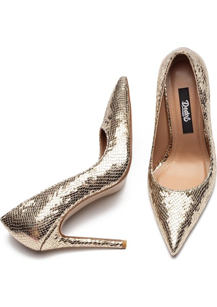 Kadın Topuklu Yılan Desen Abiye Ayakkabı modelleri