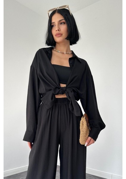 Ipeksi Siyah Alice Gömlek ve Bol Kesim Pantolon Takım indirimleri