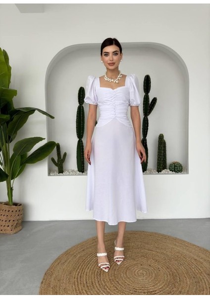 Ipeksi Kare Yaka Düğmeli Elbise fırsatları