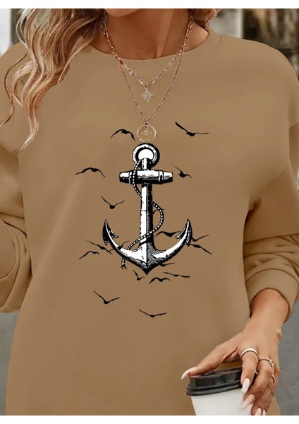 Ipeksi Kadın Uzun Kollu Bisiklet Yaka Desenli Viskon Iki Iplik Bluz