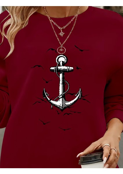 Ipeksi Kadın Uzun Kollu Bisiklet Yaka Desenli Viskon Iki Iplik Bluz