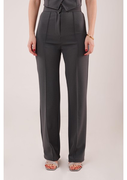 Ipeksi Ön Dikiş Detaylı Tek Düğme Gri Pantolon fiyatları