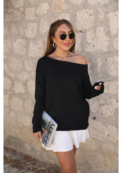 Ipeksi Kadın Uzun Kollu Tek Omuzu Açık Akrilik Bluz modelleri