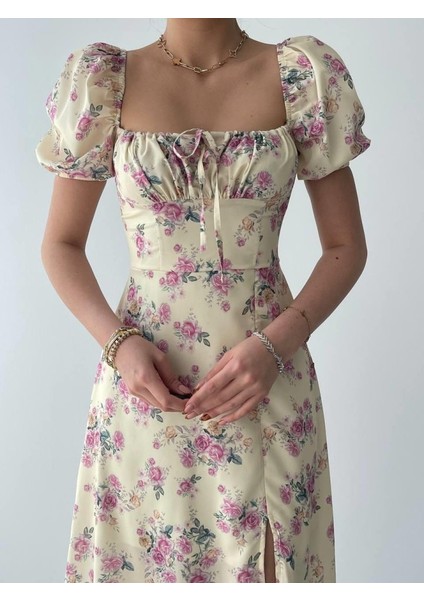 Ipeksi Zeze Balon Kol Elbise