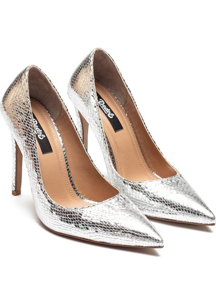 Kadın Topuklu Yılan Desen Abiye Ayakkabı