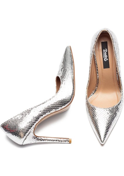 Kadın Topuklu Yılan Desen Abiye Ayakkabı modelleri