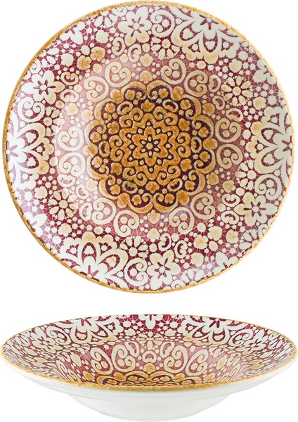 Alhambra Burgundy Gourmet 27CM 400CC 6 Adet Porselen Çukur Tabak Bordo