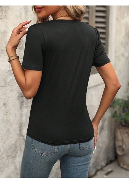 Ipeksi Kadın Kollu V Yakalı Omuzlarda Çizgi Detaylı Viskon Bluz modelleri