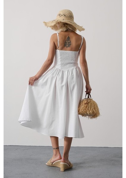 Ipeksi Askılı Uzun Elbise - Beyaz modelleri