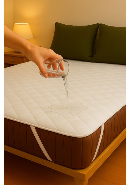 Yatak Alezi Pamuklu Kapitone Köşe Lastikli Sıvı Geçirmez Yatak Koruyucu Beyaz