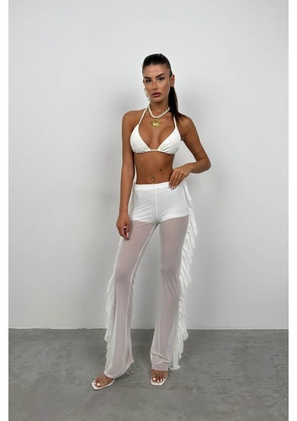 Ipeksi Katlı Transparan Pantolon