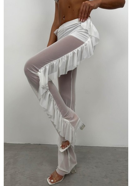 Ipeksi Katlı Transparan Pantolon