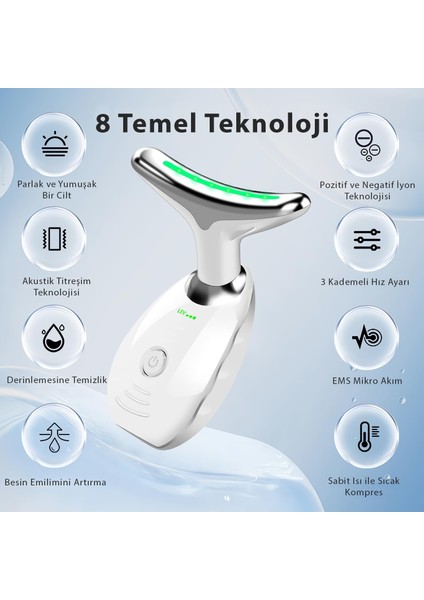 Flora Globe Ems Mikro Akım Masaj Cihazı 7 Renk LED Işıklı Isıtmalı Boyun Ve yüz bakım aleti fırsatları
