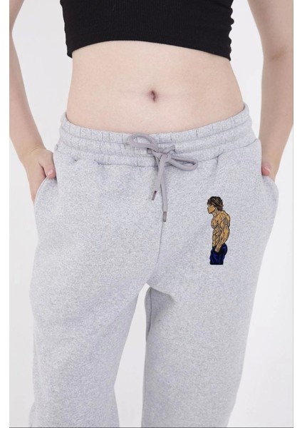 Ipeksi Lastikli Üç Iplik Baskılı Eşofman Pantolon - Gri indirimleri