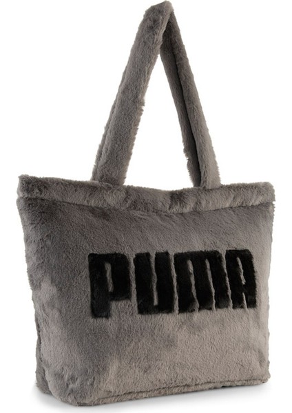 Up Faux Fur Shopper Gri Kadın Omuz Çantası