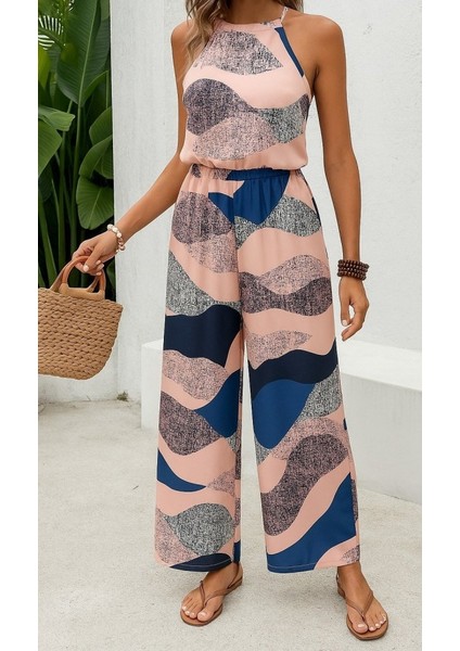 Ipeksi Kadın Omuzlardan Açık Boyundan Geçmeli Beli Lastikli Desenli Dalgıç Tulum modelleri