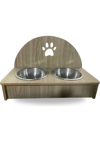 Ahşap Standlı 2'li Kedi Mama ve Su Kabı