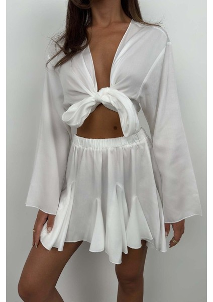 Ipeksi Kayık Yaka Uzun Kol Crop