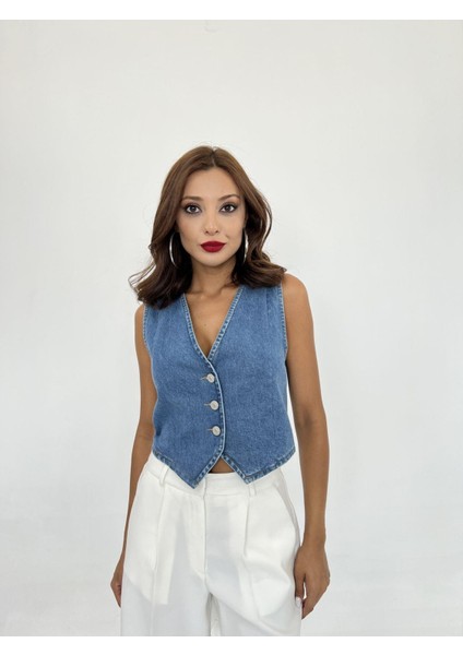 Ipeksi 6887 Kot Yelek-Mavi