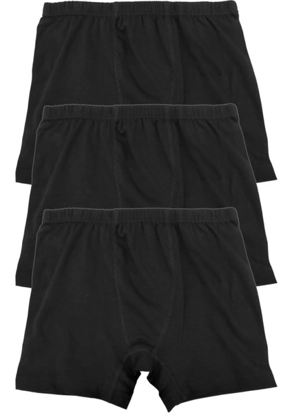 3'lü Siyah Likralı Erkek Çocuk Boxer