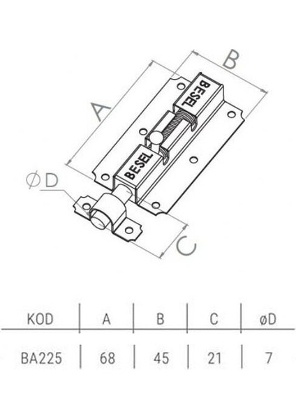 Yaylı Sürgü 68X45MM fiyatları