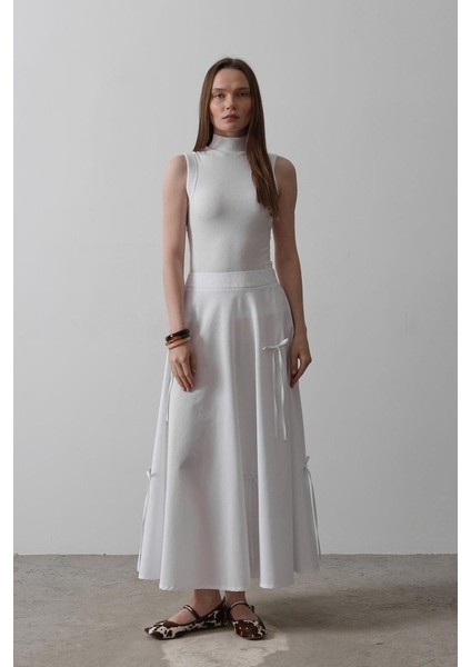 Ipeksi Fiyonk Kloş Etek - Beyaz