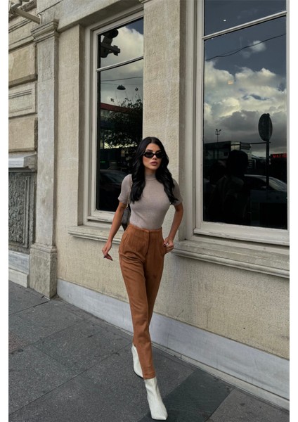 Ipeksi Süet Pantolon Pensli - Taba