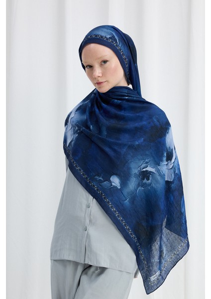 Sera Desen Kraş Şal - Lacivert