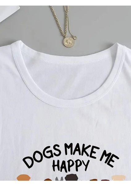 Ipeksi Kadın Uzun Kollu Bisiklet Yaka Köpek Resimli Viskon Bluz