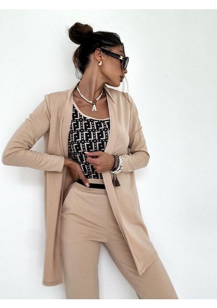 Ipeksi Kadın Uzun Kollu Krep Üçlü Takım